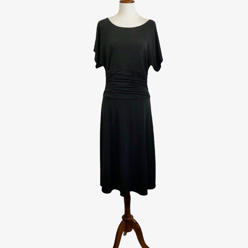 Coldwater Creek Black Stretch Ruched Waist Dress